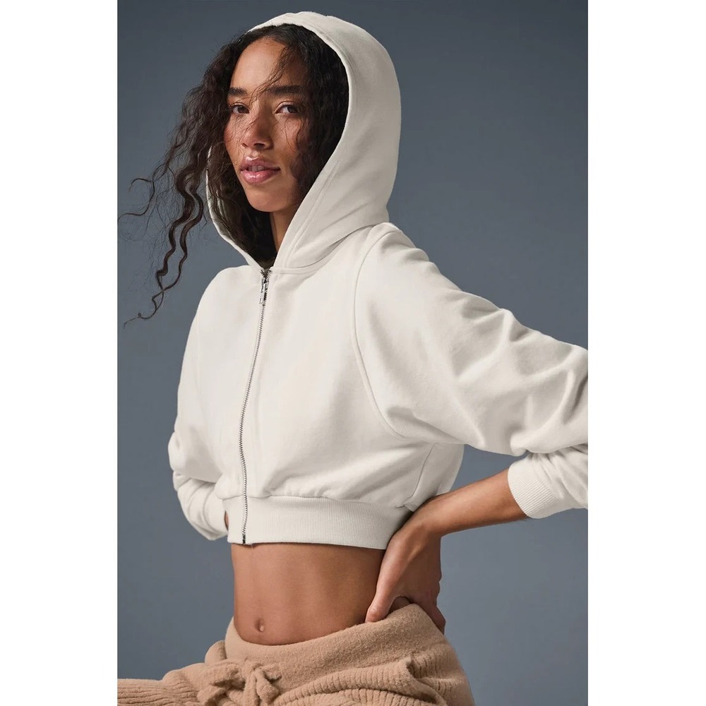Alo Yoga Sweet Escape Zip Up Hoodie Ivory Small - Picture 1 of 3